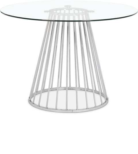 Sloane 48" Chrome Glass Top And Steel Base Dining Table, 1 Piece