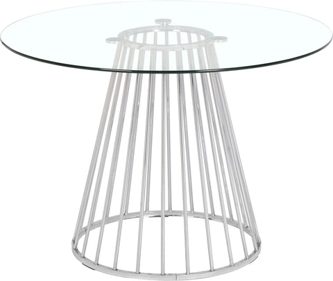 Sloane 48" Chrome Glass Top And Steel Base Dining Table, 1 Piece