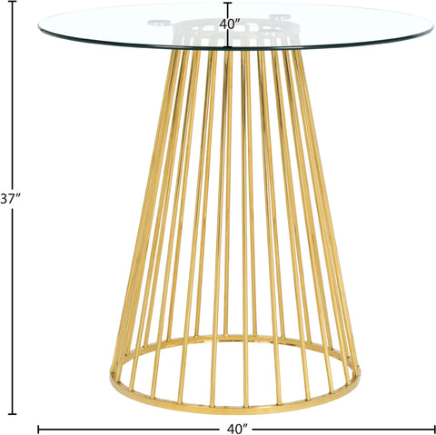 Sloane 40" Gold Glass Top And Metal Base Counter Height Table, 1 Piece