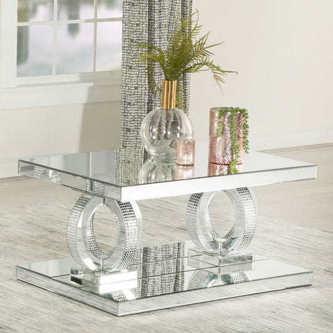 Skeena Rectangular Mirrored Acrylic Coffee Table SilverMirror