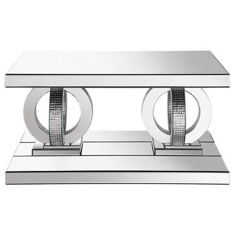 Skeena Rectangular Mirrored Acrylic Coffee Table SilverMirror