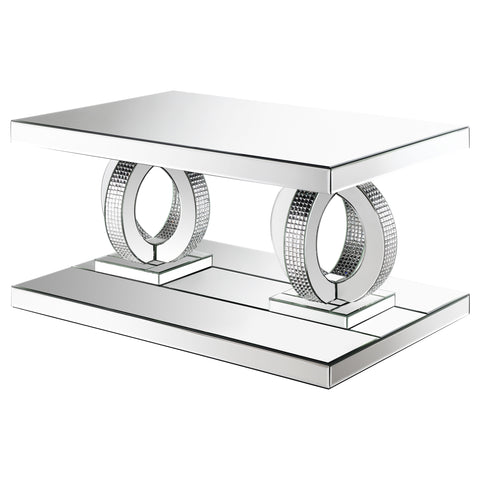 Skeena Rectangular Mirrored Acrylic Coffee Table SilverMirror