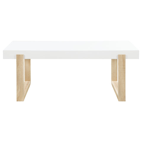 Denia Rectangular Coffee Table White High Gloss and NaturalWhite High Gloss