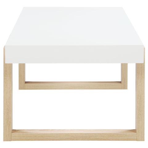 Denia Rectangular Coffee Table White High Gloss and NaturalWhite High Gloss