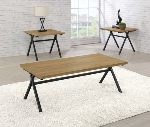 Riley 3-piece Engineered Wood Coffee Table Set Golden OakGolden Oak