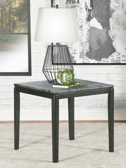 Diane Square Faux Marble Side End Table Grey and BlackGrey Faux Marble