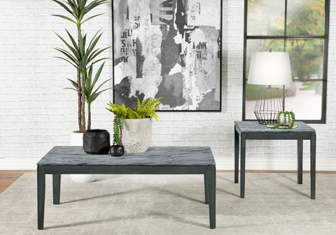 Aviano 2-piece Coffee and End Table Set Grey Faux Marble