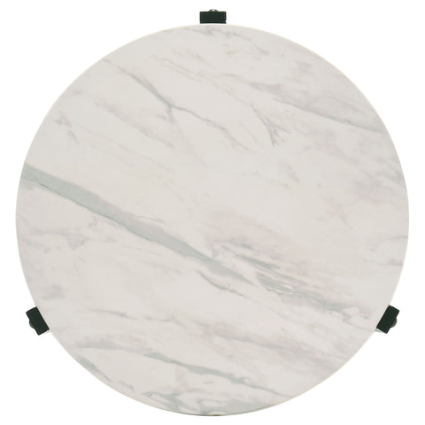 Delphinium Round Faux Marble Side End Table White and BlackWhite Faux Marble