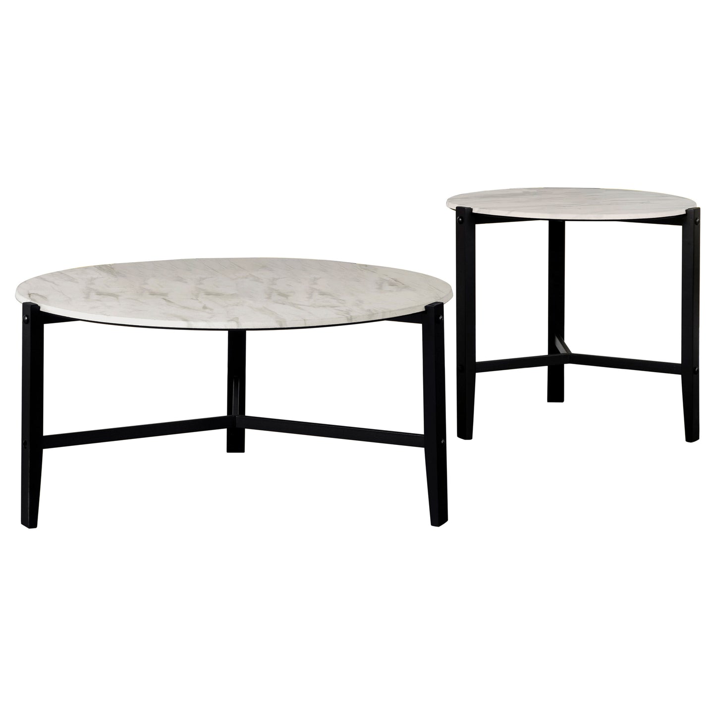 thatcher 2-piece faux marble coffee and end table set white