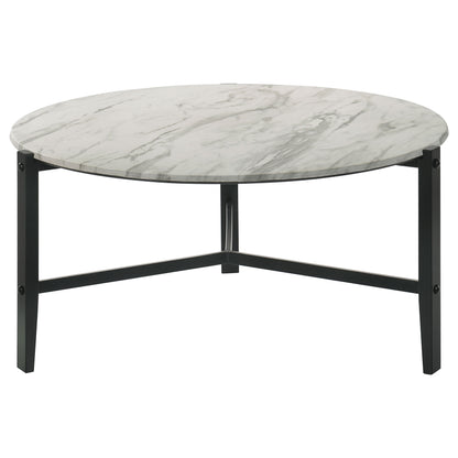 Thatcher 2-piece Faux Marble Coffee and End Table Set White