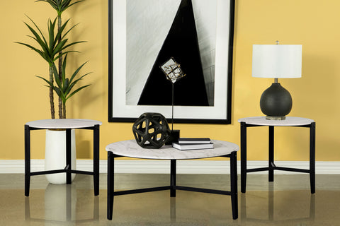 Thatcher 3-piece Faux Marble Coffee and End Table Set White