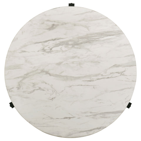 Delphinium Round Faux Marble Coffee Table White and BlackWhite Faux Marble