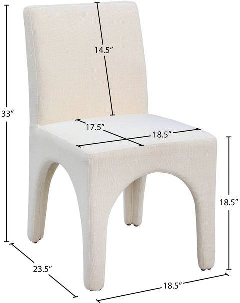 Sage Beige Linen Textured Fabric Upholstered Dining Chair, 2-Piece