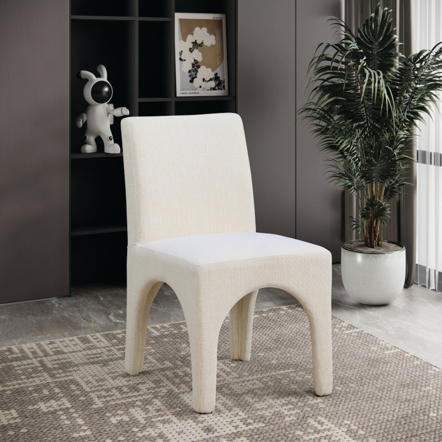 galaxy beige linen textured fabric dining chair c