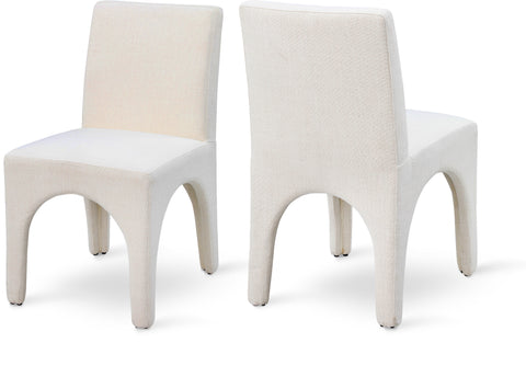 Sage Beige Linen Textured Fabric Upholstered Dining Chair, 2-Piece