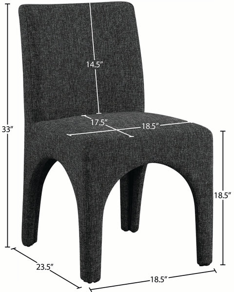 Sage Black Linen Textured Fabric Upholstered Dining Chair, 2-Piece