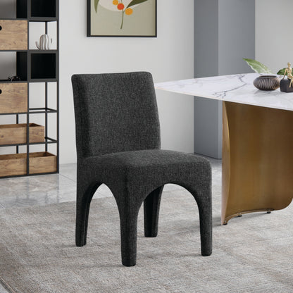 Galaxy Black Linen Textured Fabric Dining Chair C