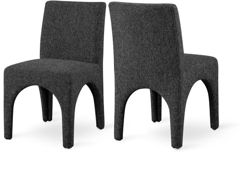 Sage Black Linen Textured Fabric Upholstered Dining Chair, 2-Piece
