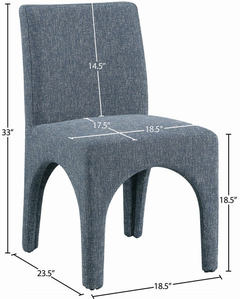 Sage Blue Linen Textured Fabric Upholstered Dining Chair, 2-Piece