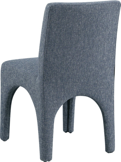 Galaxy Blue Linen Textured Fabric Dining Chair C