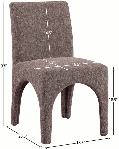 Sage Brown Linen Textured Fabric Upholstered Dining Chair, 2-Piece