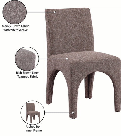 Sage Brown Linen Textured Fabric Upholstered Dining Chair, 2-Piece