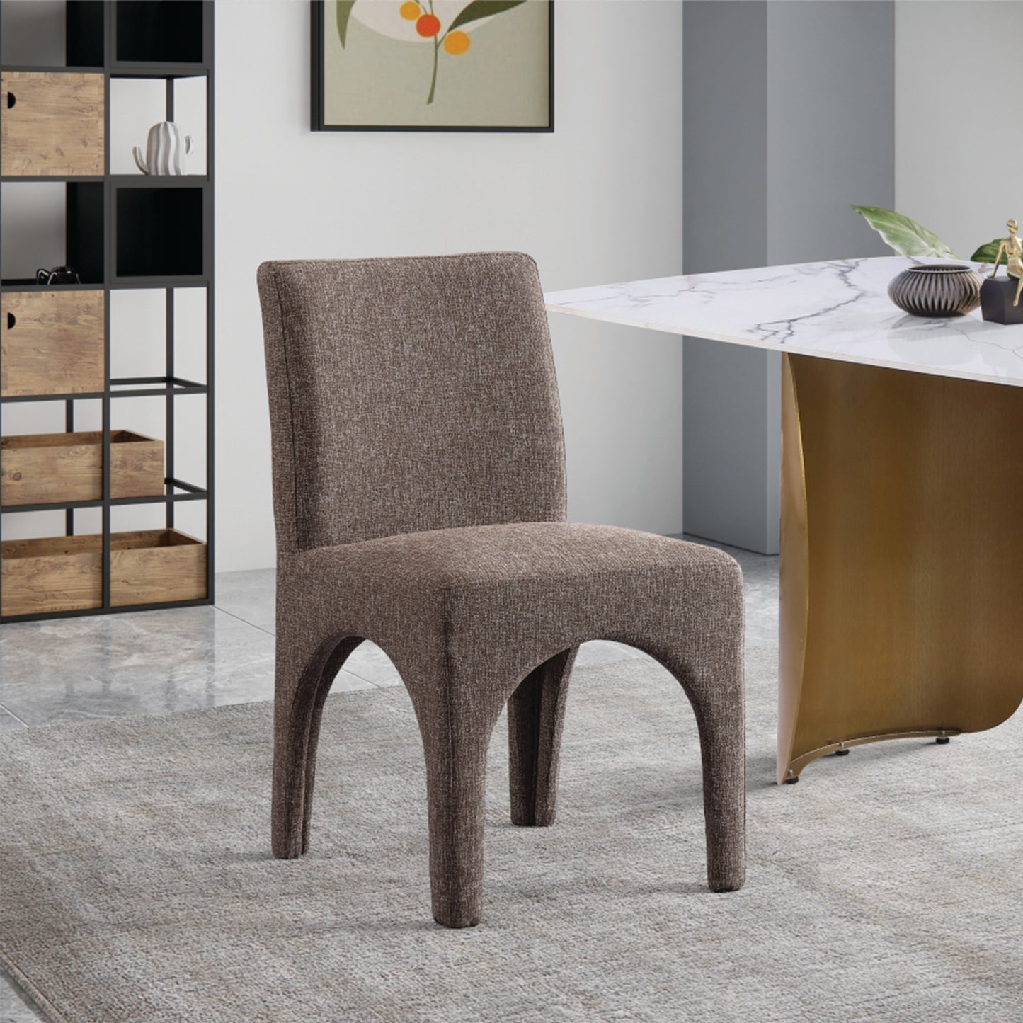 galaxy brown linen textured fabric dining chair c