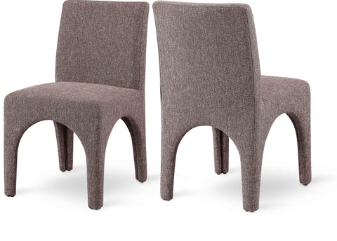 Sage Brown Linen Textured Fabric Upholstered Dining Chair, 2-Piece