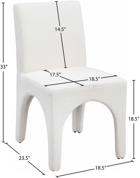 Sage Cream Linen Textured Fabric Upholstered Dining Chair, 2-Piece