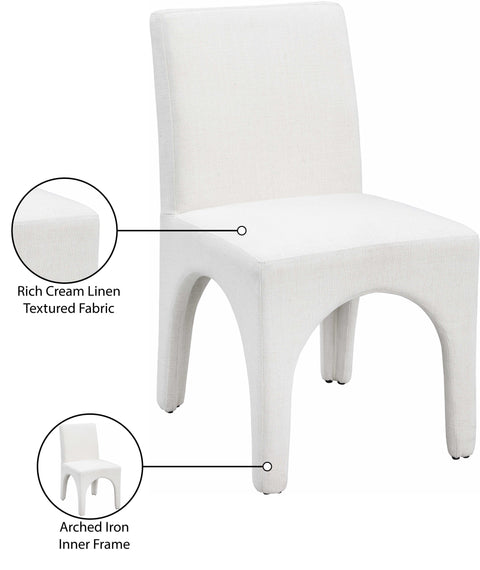 Sage Cream Linen Textured Fabric Upholstered Dining Chair, 2-Piece