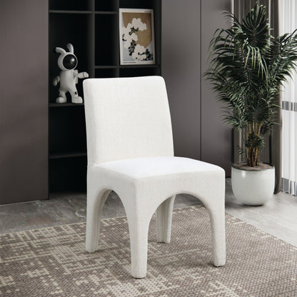 Galaxy Cream Linen Textured Fabric Dining Chair C