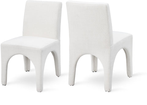 Sage Cream Linen Textured Fabric Upholstered Dining Chair, 2-Piece