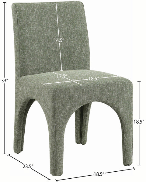 Sage Green Linen Textured Fabric Upholstered Dining Chair, 2-Piece