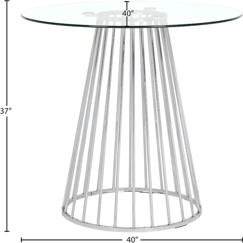 Sloane 40" Chrome Glass Top And Metal Base Counter Height Table, 1 Piece