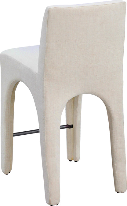 Galaxy Beige Linen Textured Fabric Stool C