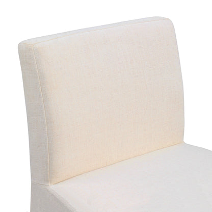 Galaxy Beige Linen Textured Fabric Stool C