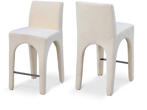Sage Beige Linen Textured Fabric Upholstered Counter Stool, 1 Piece