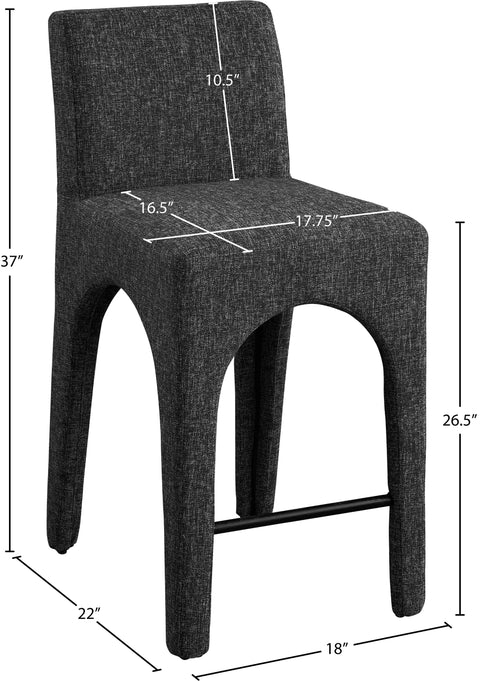 Sage Black Linen Textured Fabric Upholstered Counter Stool, 1 Piece