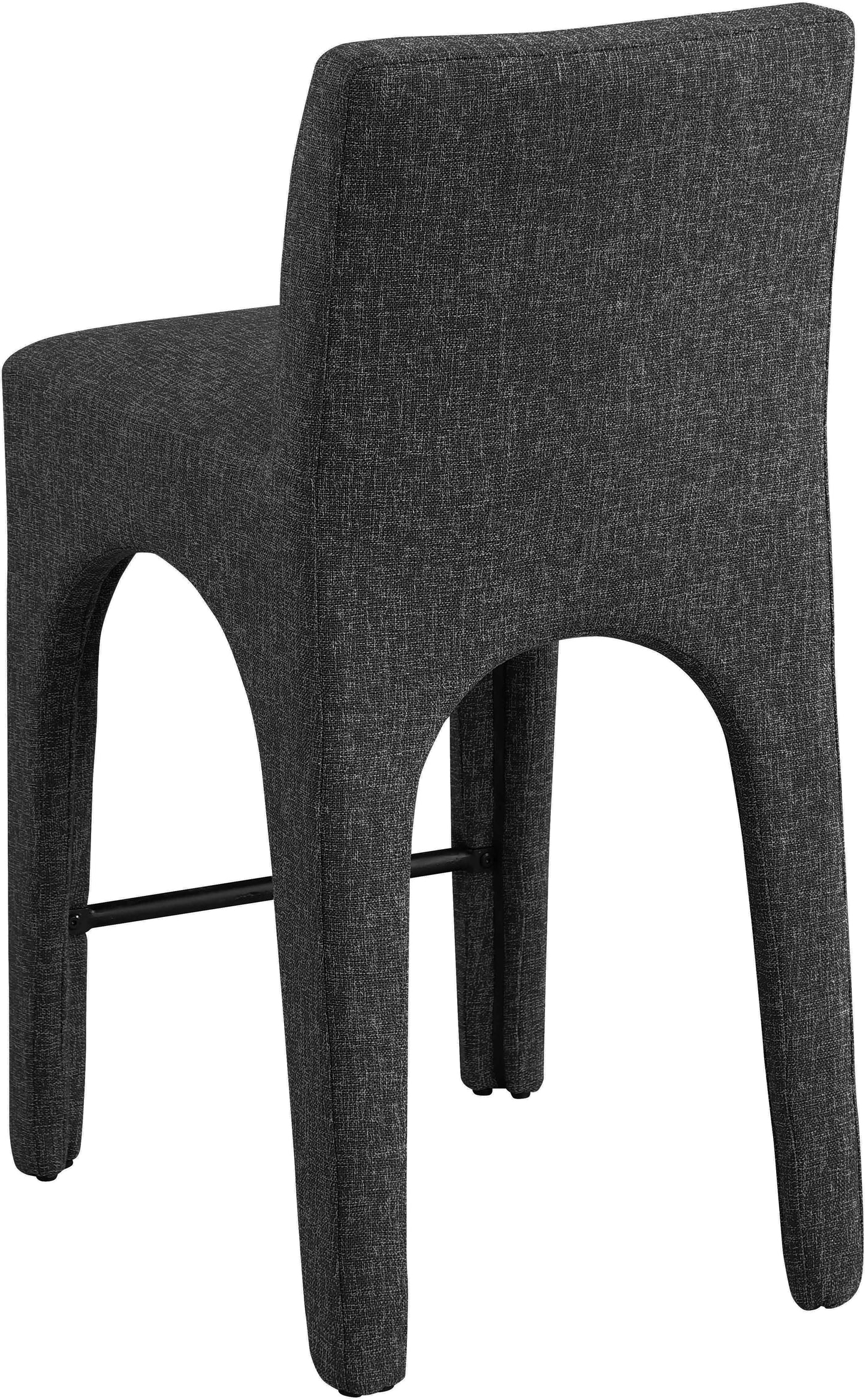 galaxy black linen textured fabric stool c