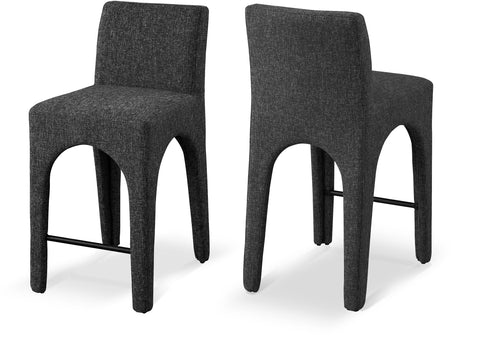 Sage Black Linen Textured Fabric Upholstered Counter Stool, 1 Piece