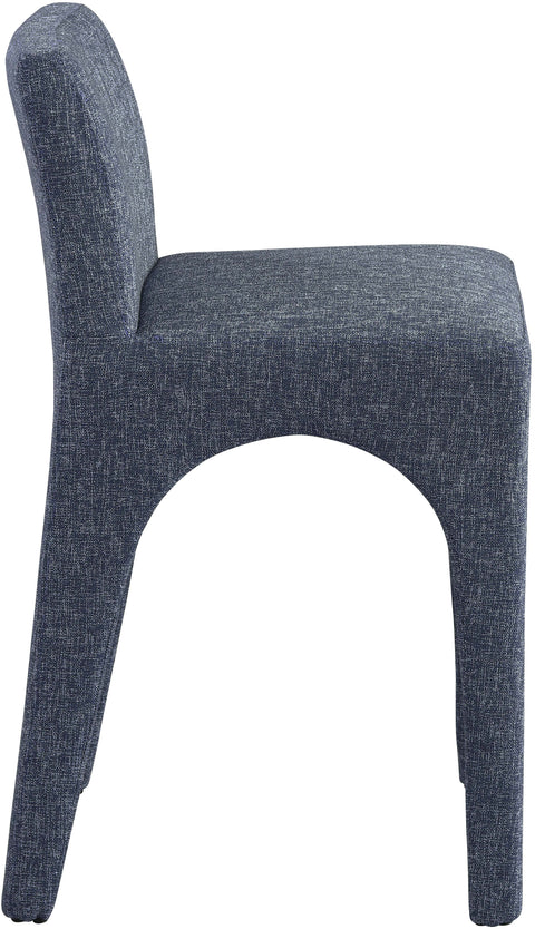Galaxy Blue Linen Textured Fabric Stool C