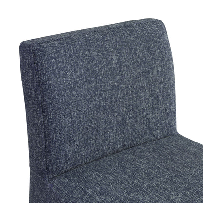 Galaxy Blue Linen Textured Fabric Stool C