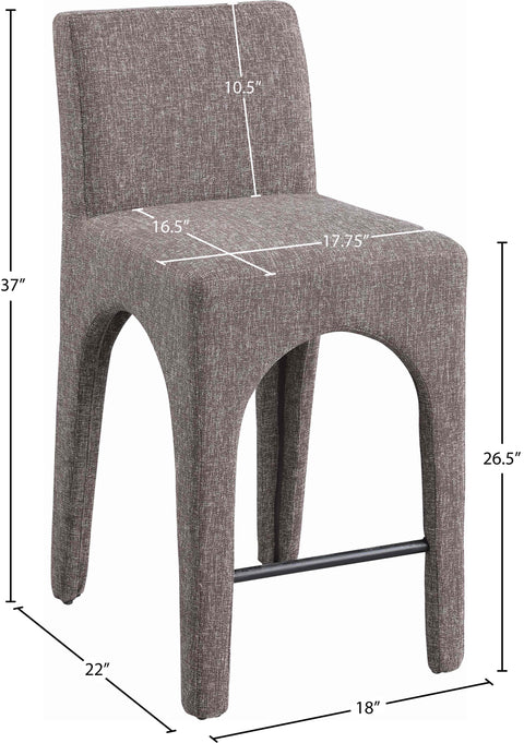 Sage Brown Linen Textured Fabric Upholstered Counter Stool, 1 Piece