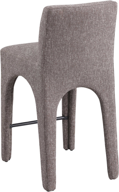 Galaxy Brown Linen Textured Fabric Stool C