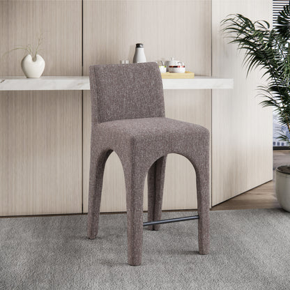 Galaxy Brown Linen Textured Fabric Stool C