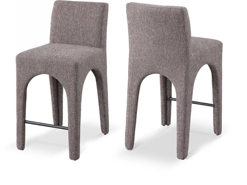 Sage Brown Linen Textured Fabric Upholstered Counter Stool, 1 Piece