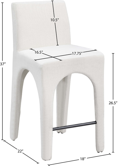 Sage Cream Linen Textured Fabric Upholstered Counter Stool, 1 Piece