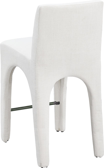 Galaxy Cream Linen Textured Fabric Stool C