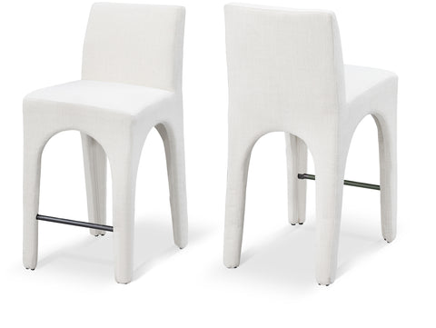 Sage Cream Linen Textured Fabric Upholstered Counter Stool, 1 Piece