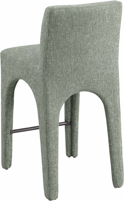 Galaxy Green Linen Textured Fabric Stool C